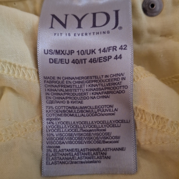 NYDJ Women's Light Yellow Denim Cropped Capris Pants - Picture 9 of 9